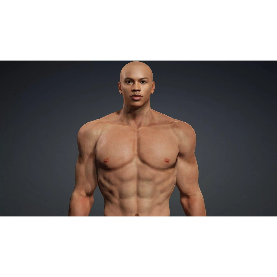 Muscular Black Male Character 3D Model – Rigged PBR Game Asset, FBX - View 8
