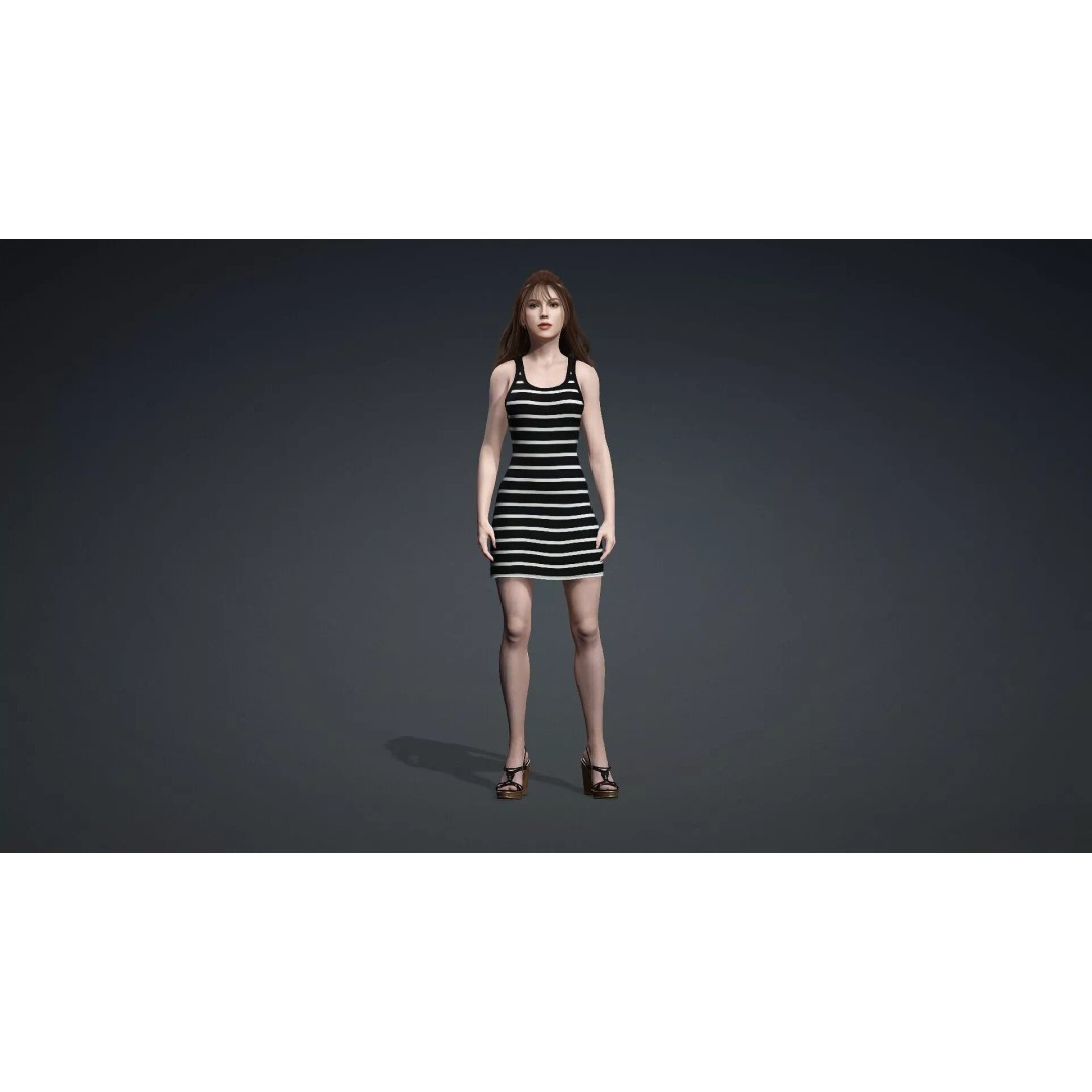 Beautiful Woman 3D Model – Realistic Character, Rigged FBX - View 3