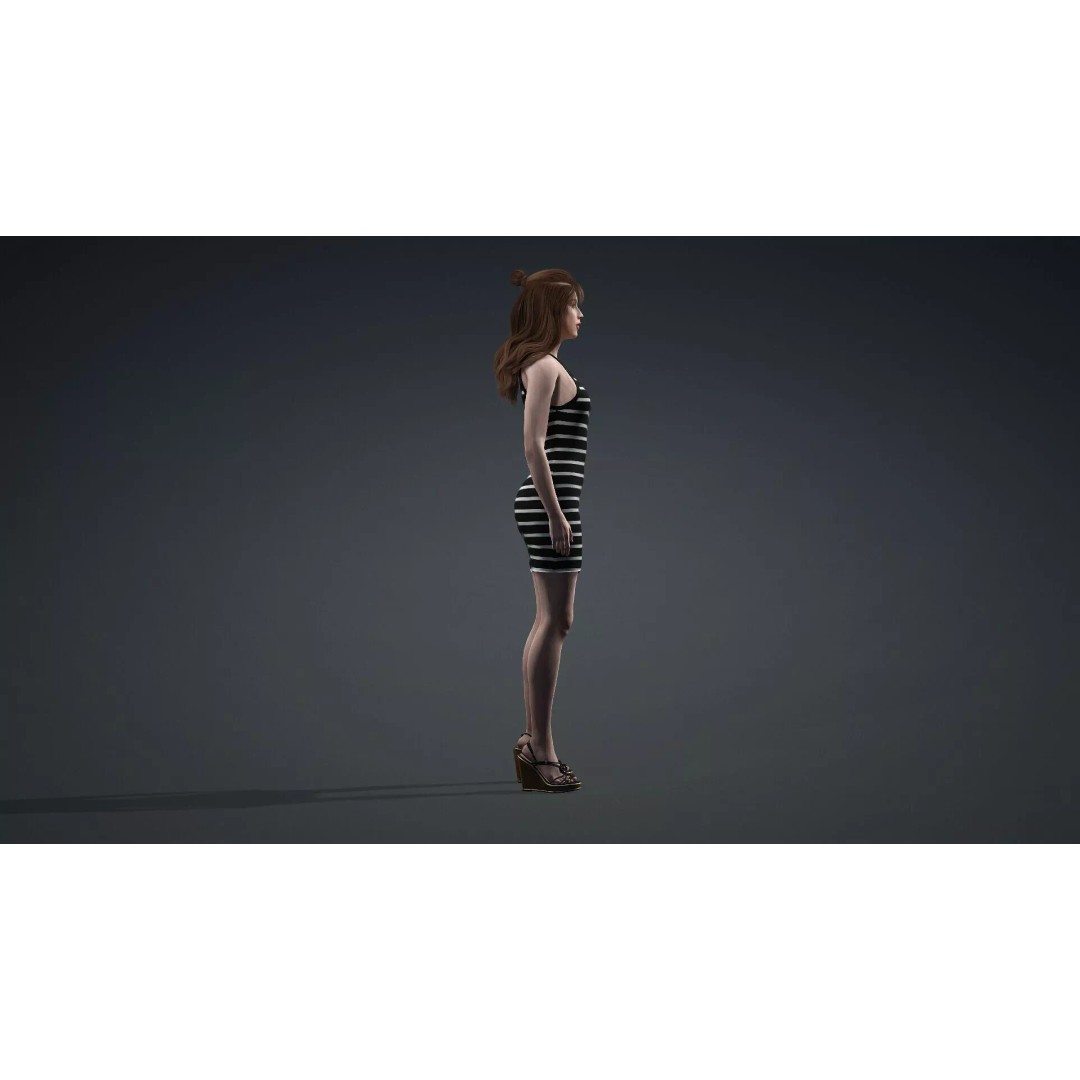 Beautiful Woman 3D Model – Realistic Character, Rigged FBX - View 4