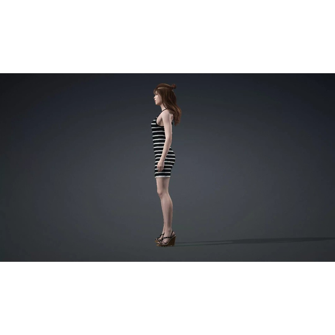 Beautiful Woman 3D Model – Realistic Character, Rigged FBX - View 5