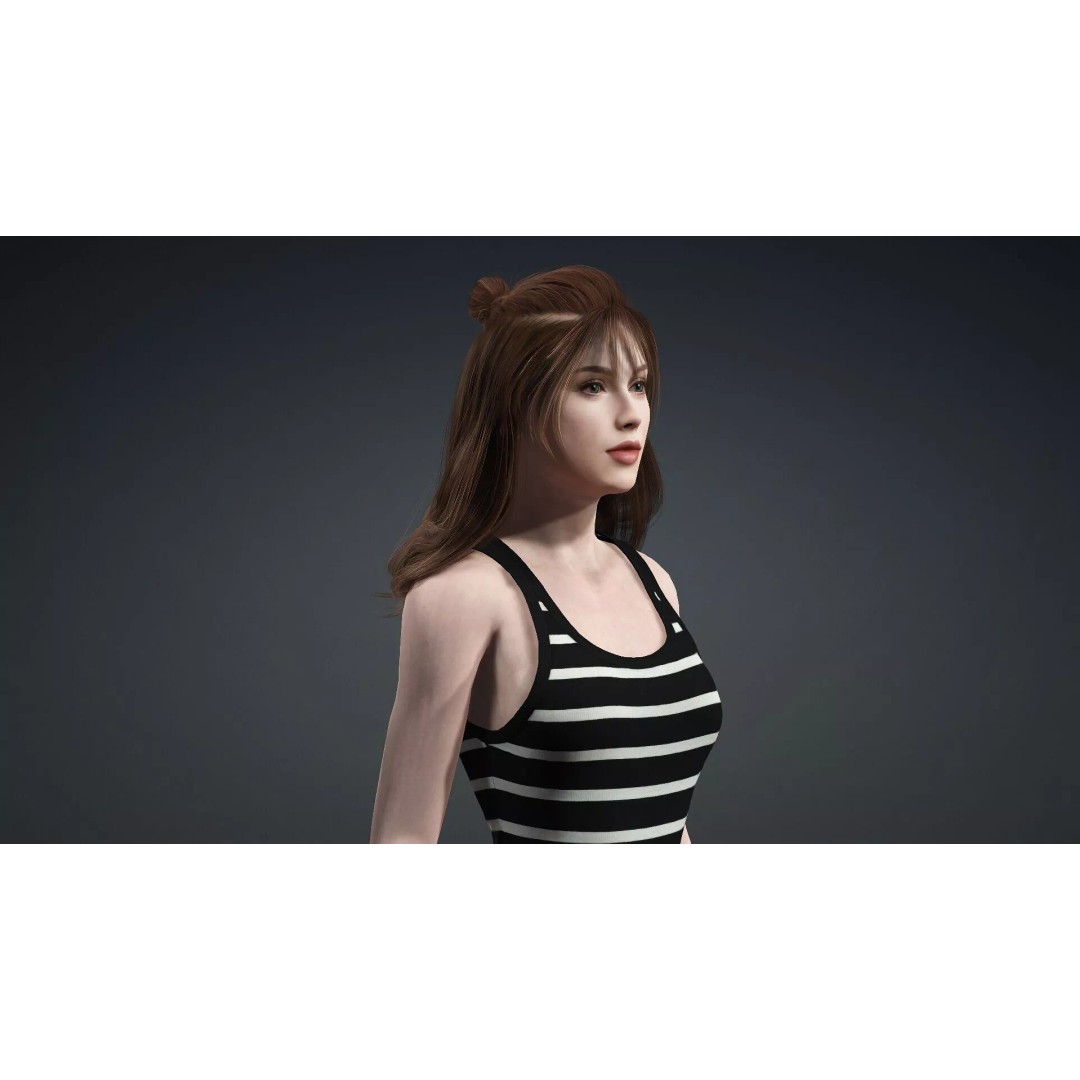Beautiful Woman 3D Model – Realistic Character, Rigged FBX - View 9