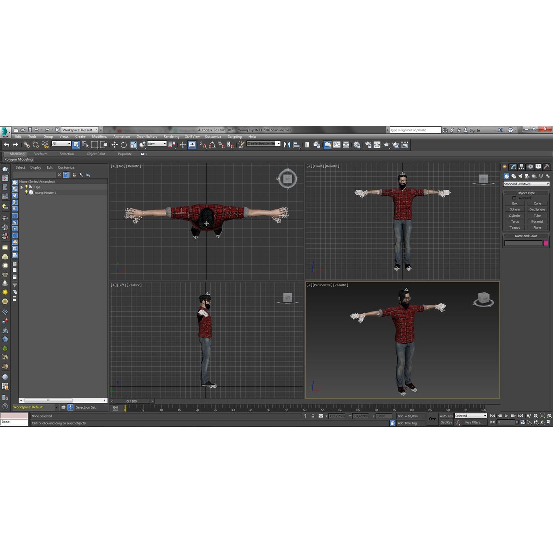 Young Hipster 3D Model – Rigged Character with Animations, FBX/OBJ