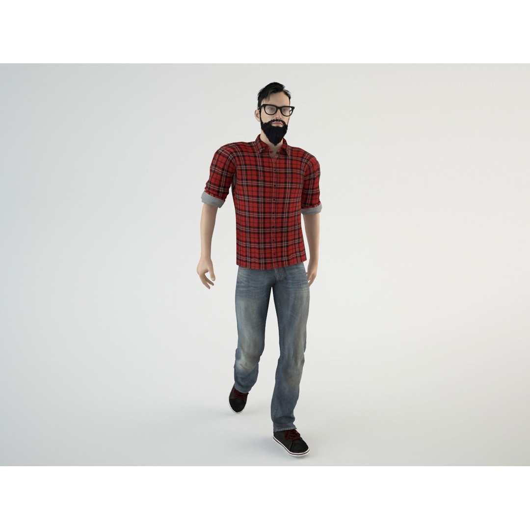 Young Hipster 3D Model – Rigged Character with Animations, FBX/OBJ - View 10