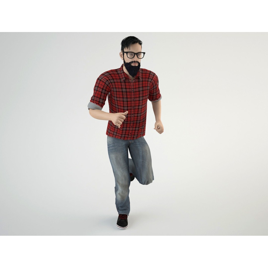 Young Hipster 3D Model – Rigged Character with Animations, FBX/OBJ - View 11