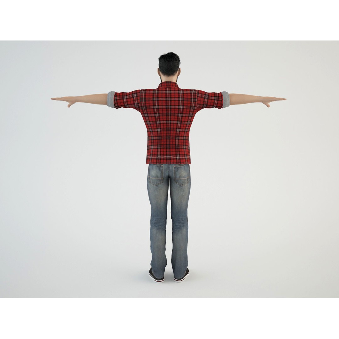 Young Hipster 3D Model – Rigged Character with Animations, FBX/OBJ - View 4