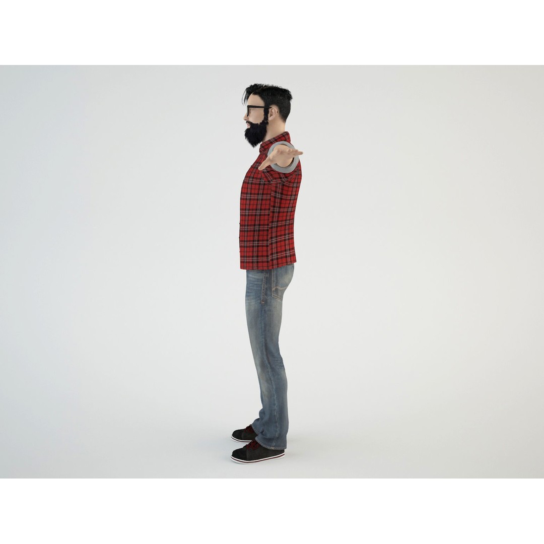 Young Hipster 3D Model – Rigged Character with Animations, FBX/OBJ - View 5