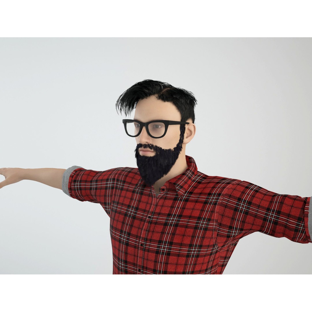 Young Hipster 3D Model – Rigged Character with Animations, FBX/OBJ - View 6