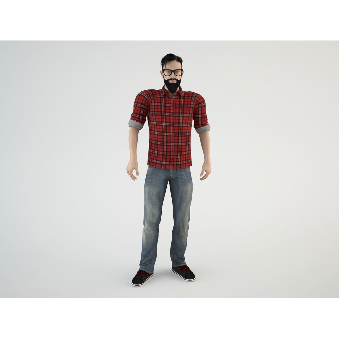 Young Hipster 3D Model – Rigged Character with Animations, FBX/OBJ - View 9