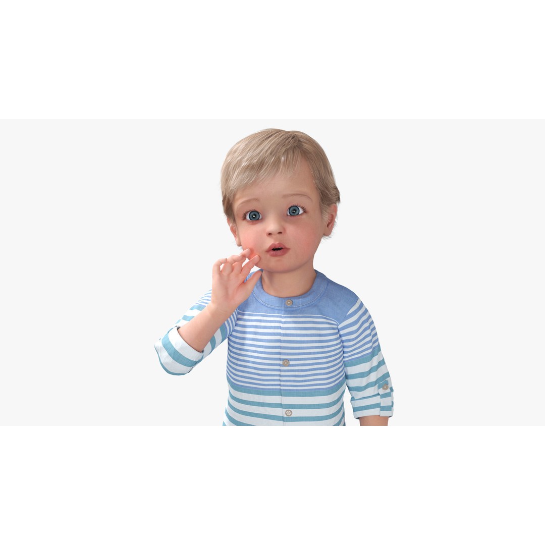 Baby 3D Model – Summer Strolling Clothes, PBR Textures, FBX - View 11