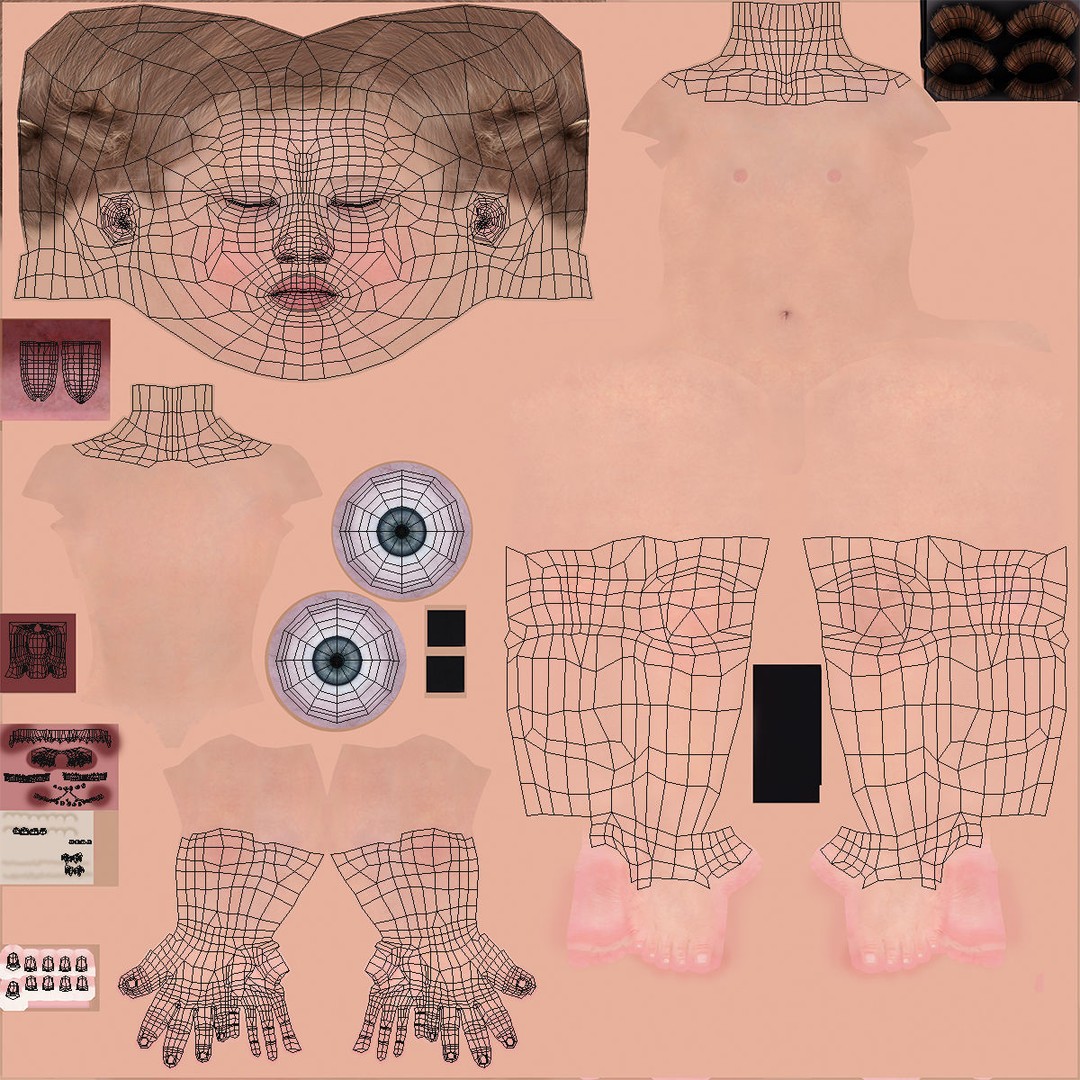Baby 3D Model – Summer Strolling Clothes, PBR Textures, FBX - View 18