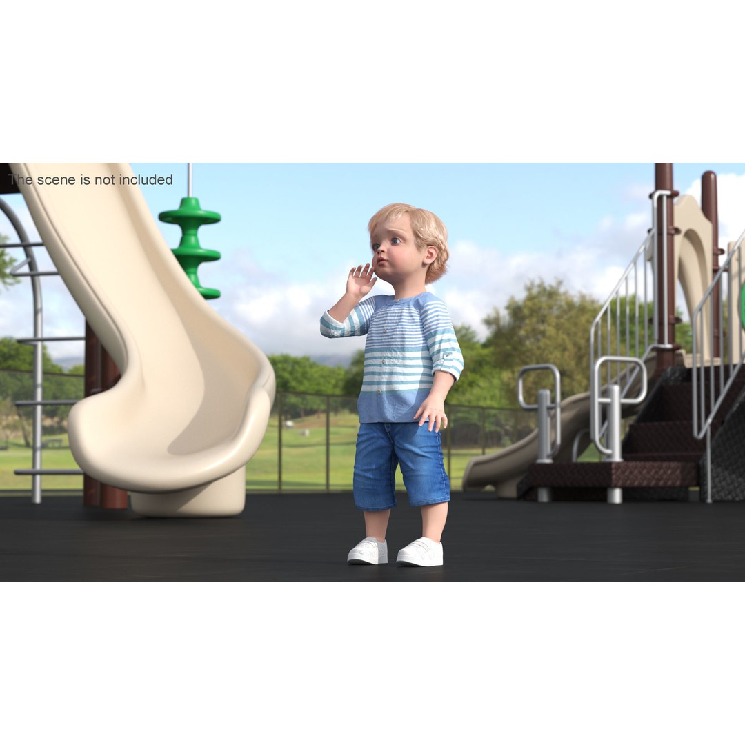 Baby 3D Model – Summer Strolling Clothes, PBR Textures, FBX - View 2
