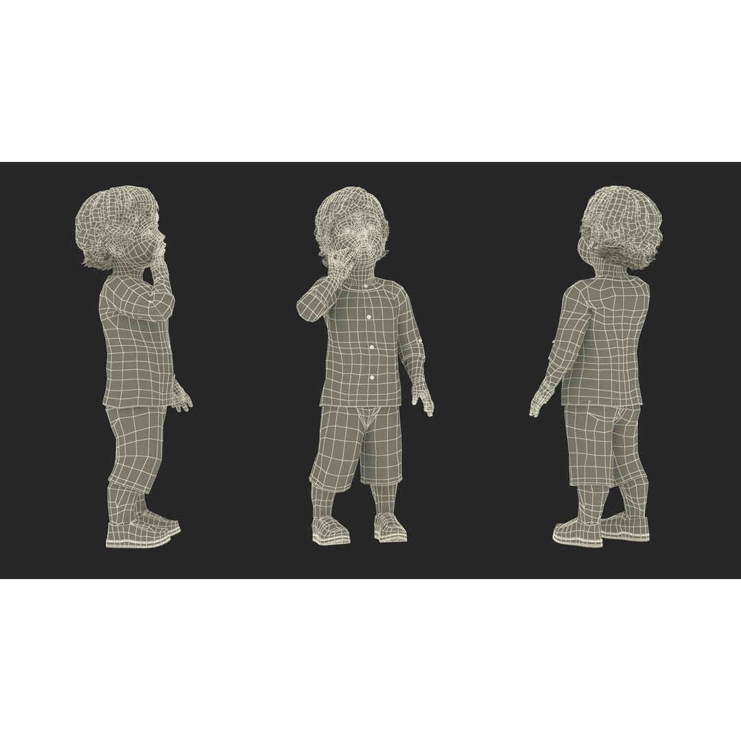 Baby 3D Model – Summer Strolling Clothes, PBR Textures, FBX - View 25