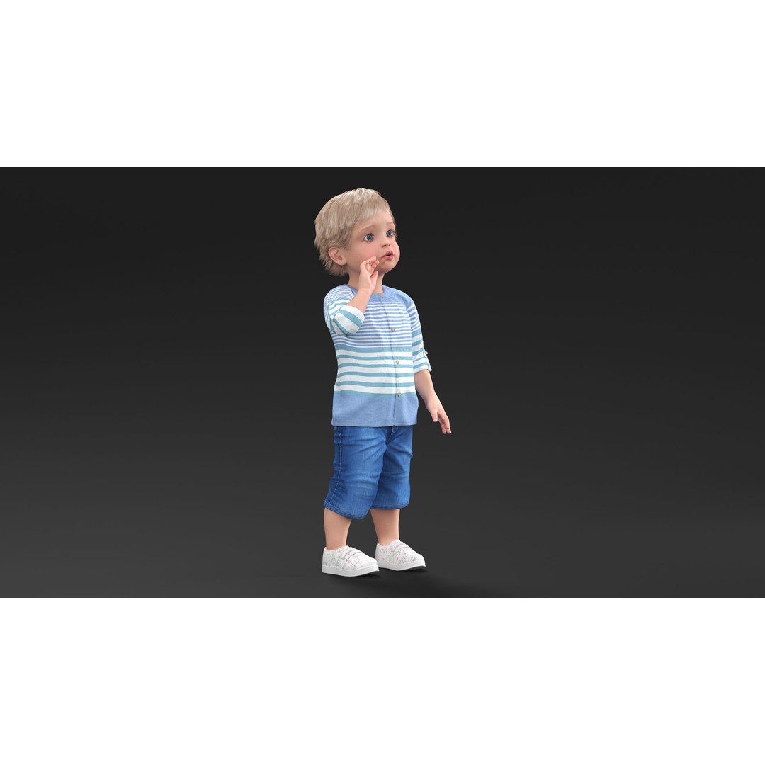Baby 3D Model – Summer Strolling Clothes, PBR Textures, FBX - View 4