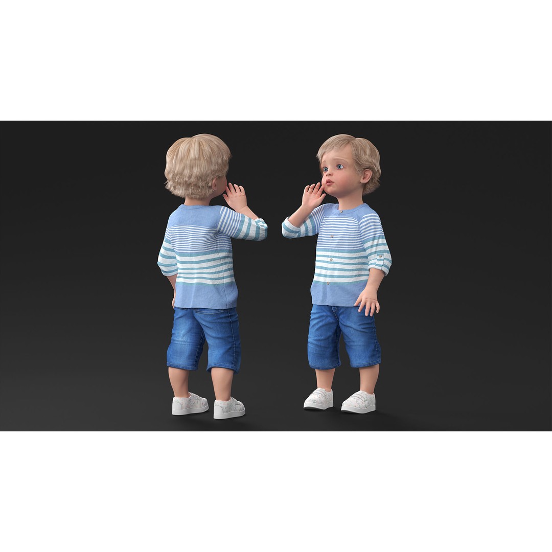 Baby 3D Model – Summer Strolling Clothes, PBR Textures, FBX - View 5