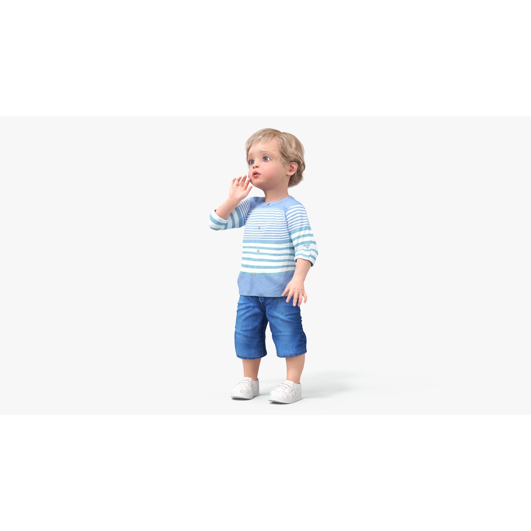 Baby 3D Model – Summer Strolling Clothes, PBR Textures, FBX - View 6