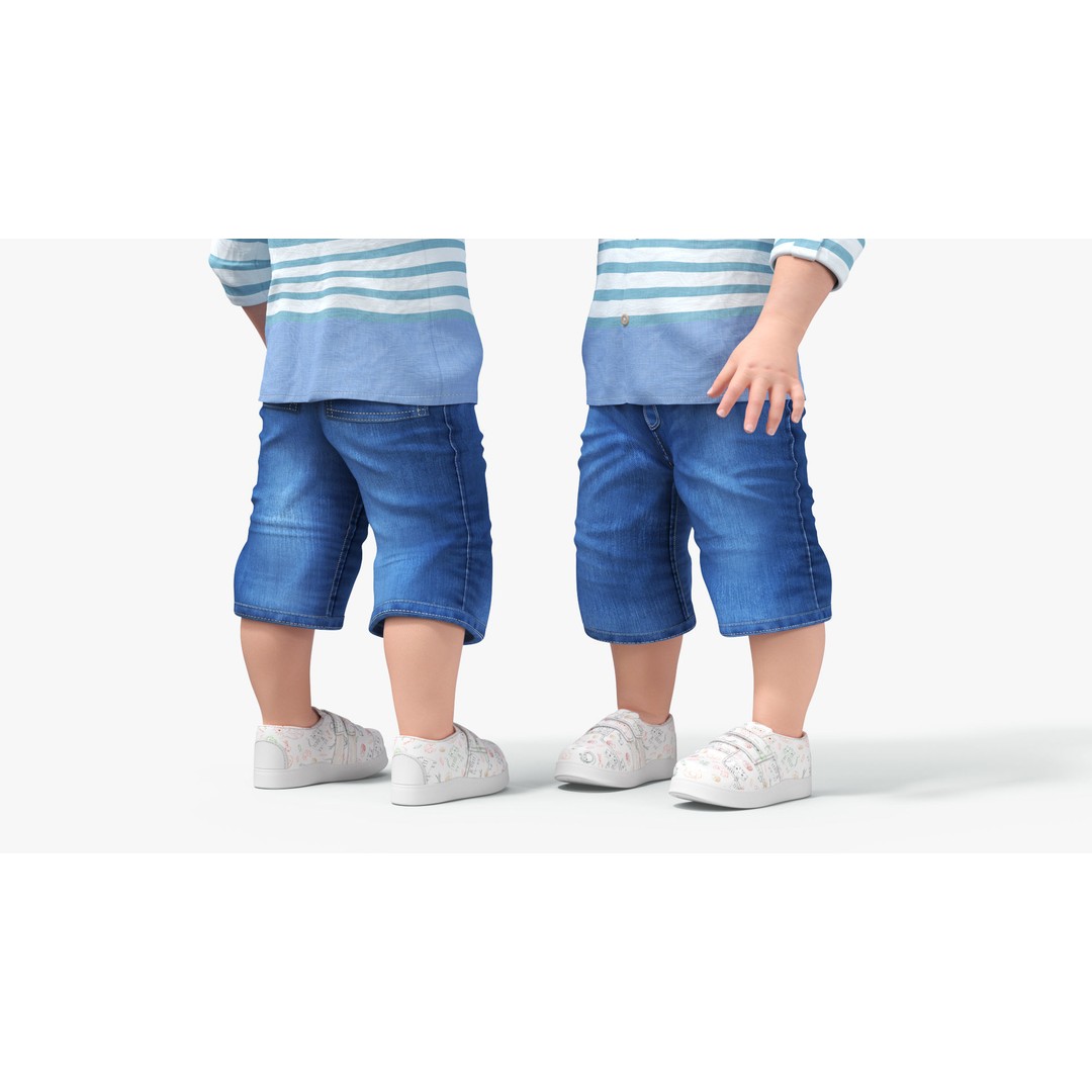 Baby 3D Model – Summer Strolling Clothes, PBR Textures, FBX - View 9