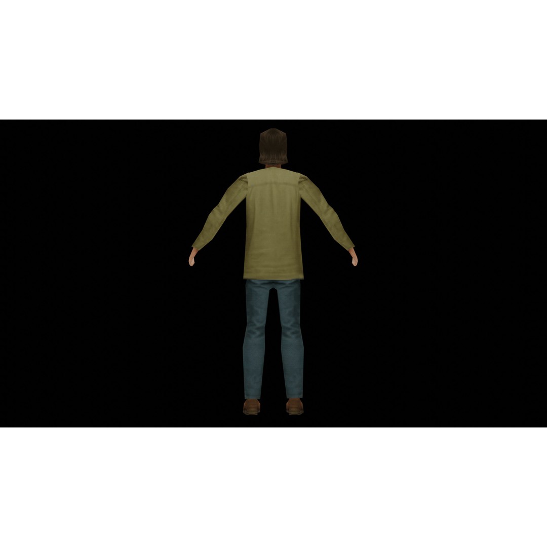 John 3D Model – Low Poly PSX Male Character, Game Ready, FBX - View 10