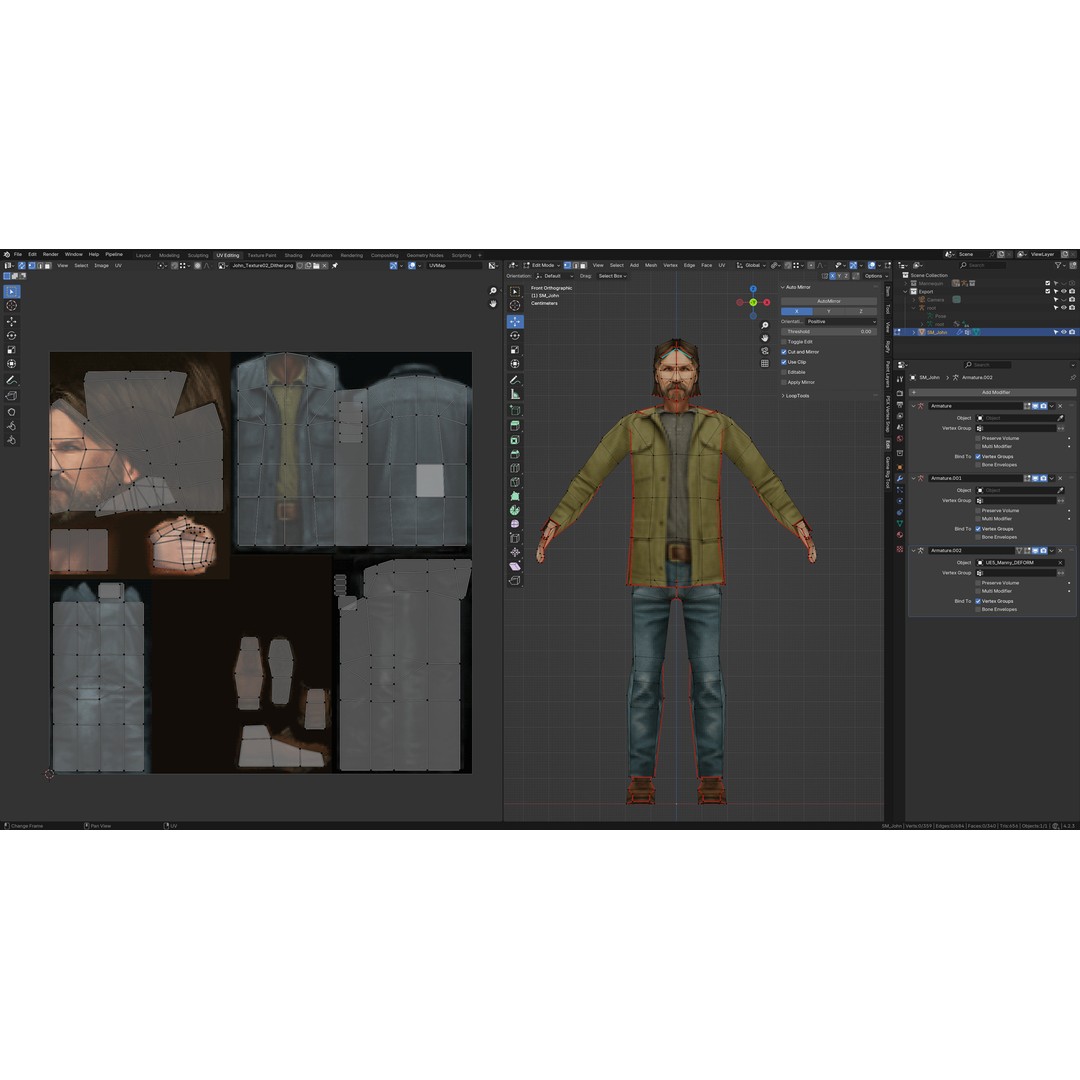 John 3D Model – Low Poly PSX Male Character, Game Ready, FBX - View 18