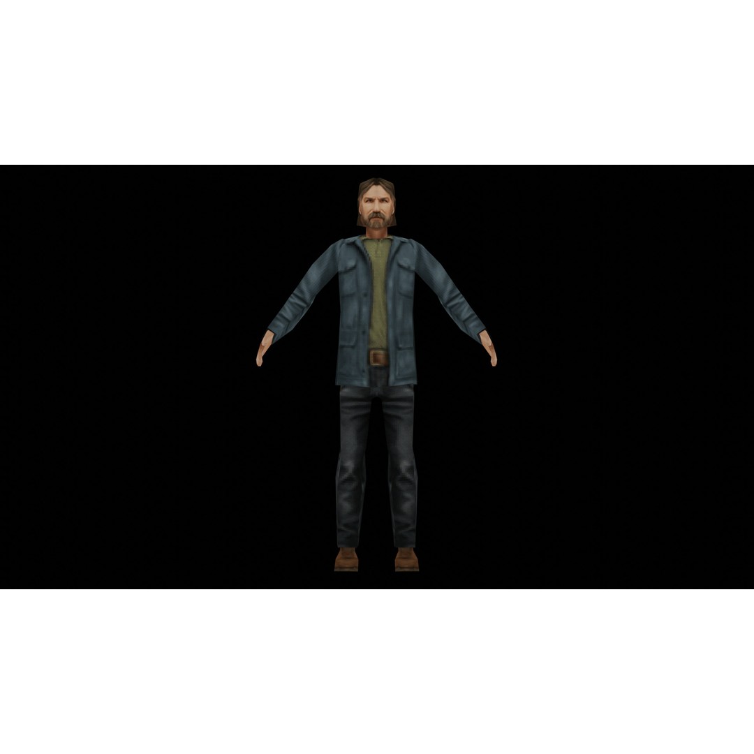 John 3D Model – Low Poly PSX Male Character, Game Ready, FBX - View 5