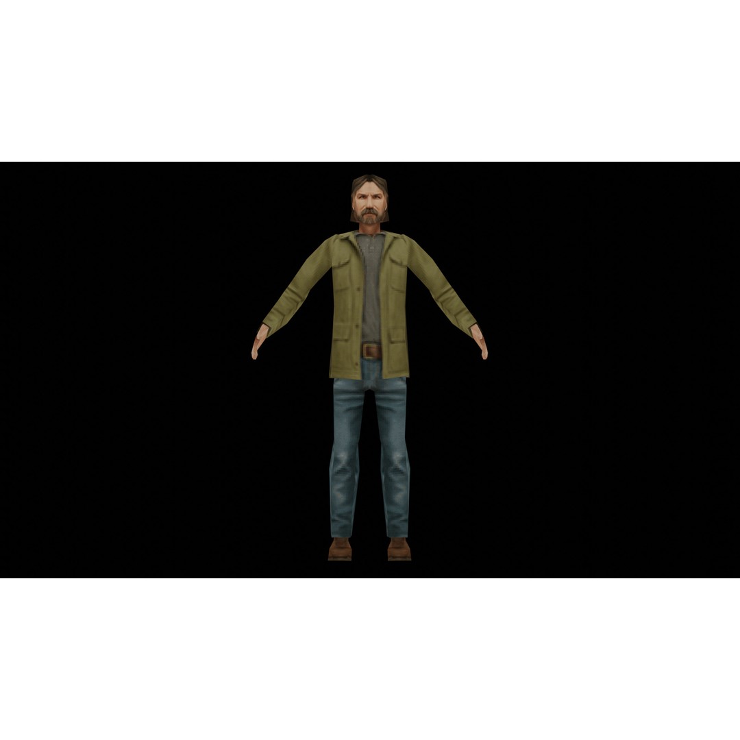 John 3D Model – Low Poly PSX Male Character, Game Ready, FBX - View 6