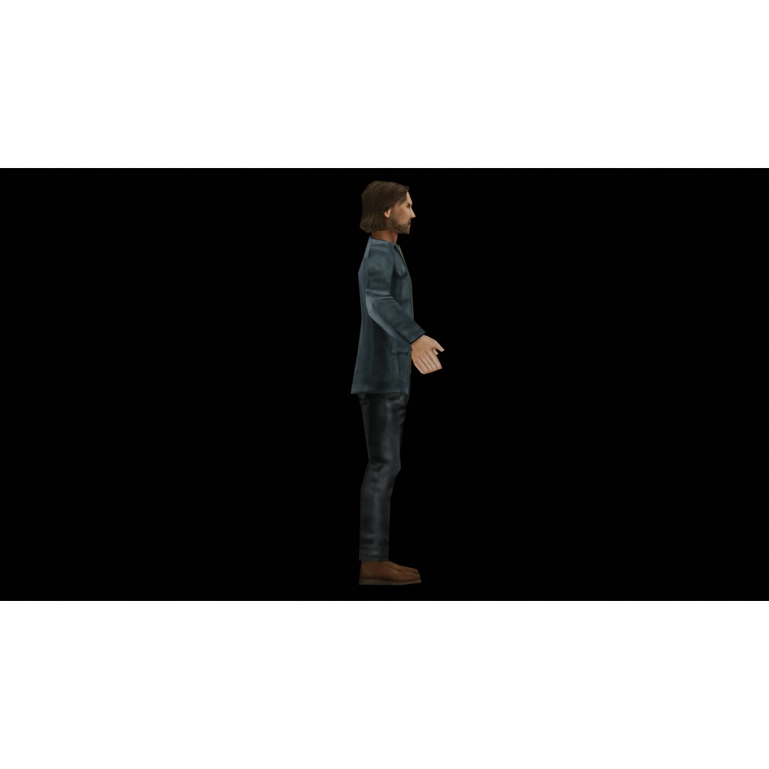 John 3D Model – Low Poly PSX Male Character, Game Ready, FBX - View 7