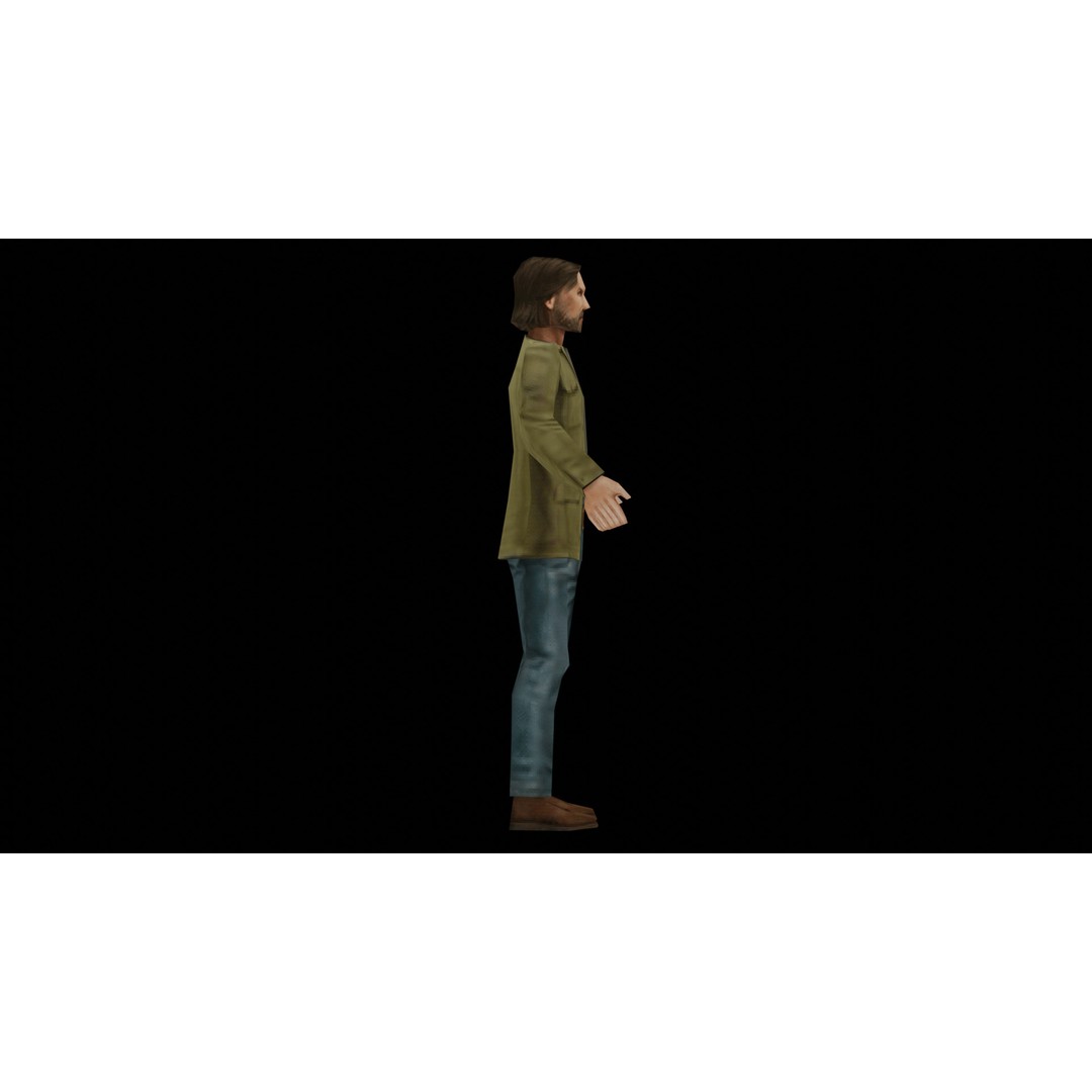 John 3D Model – Low Poly PSX Male Character, Game Ready, FBX - View 8