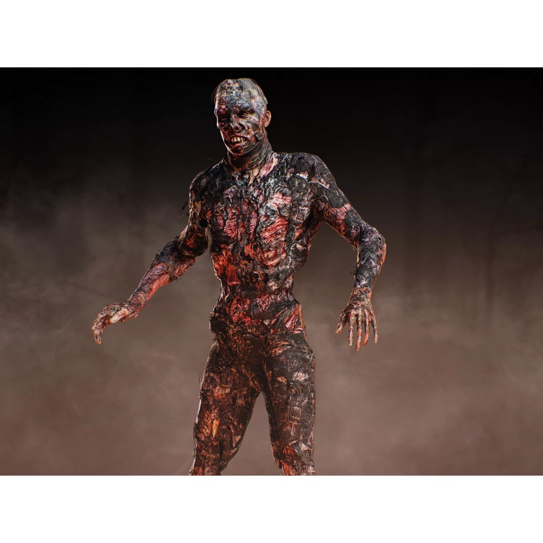 Burned Undead 3D Model – Low Poly Rigged Character, FBX, PBR - View 10