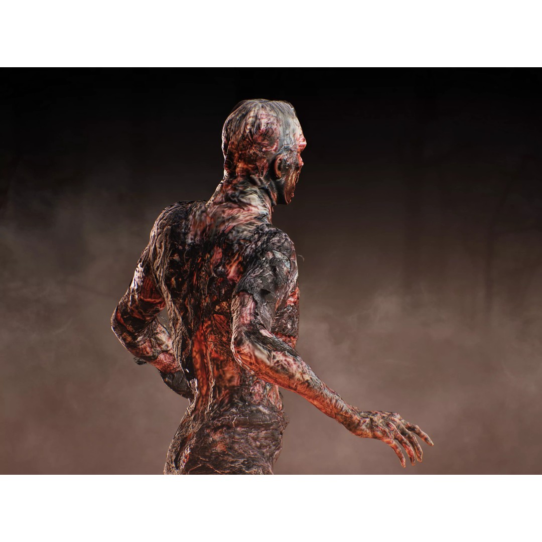 Burned Undead 3D Model – Low Poly Rigged Character, FBX, PBR - View 11