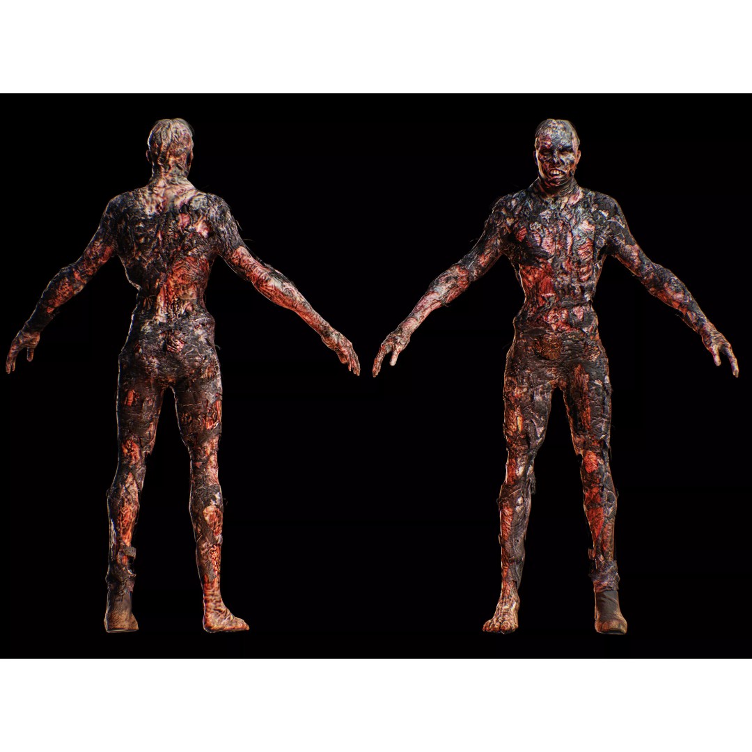 Burned Undead 3D Model – Low Poly Rigged Character, FBX, PBR - View 12