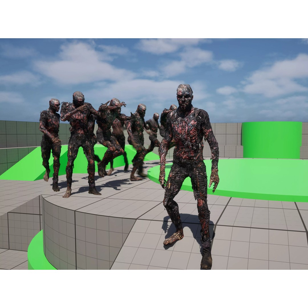 Burned Undead 3D Model – Low Poly Rigged Character, FBX, PBR - View 14