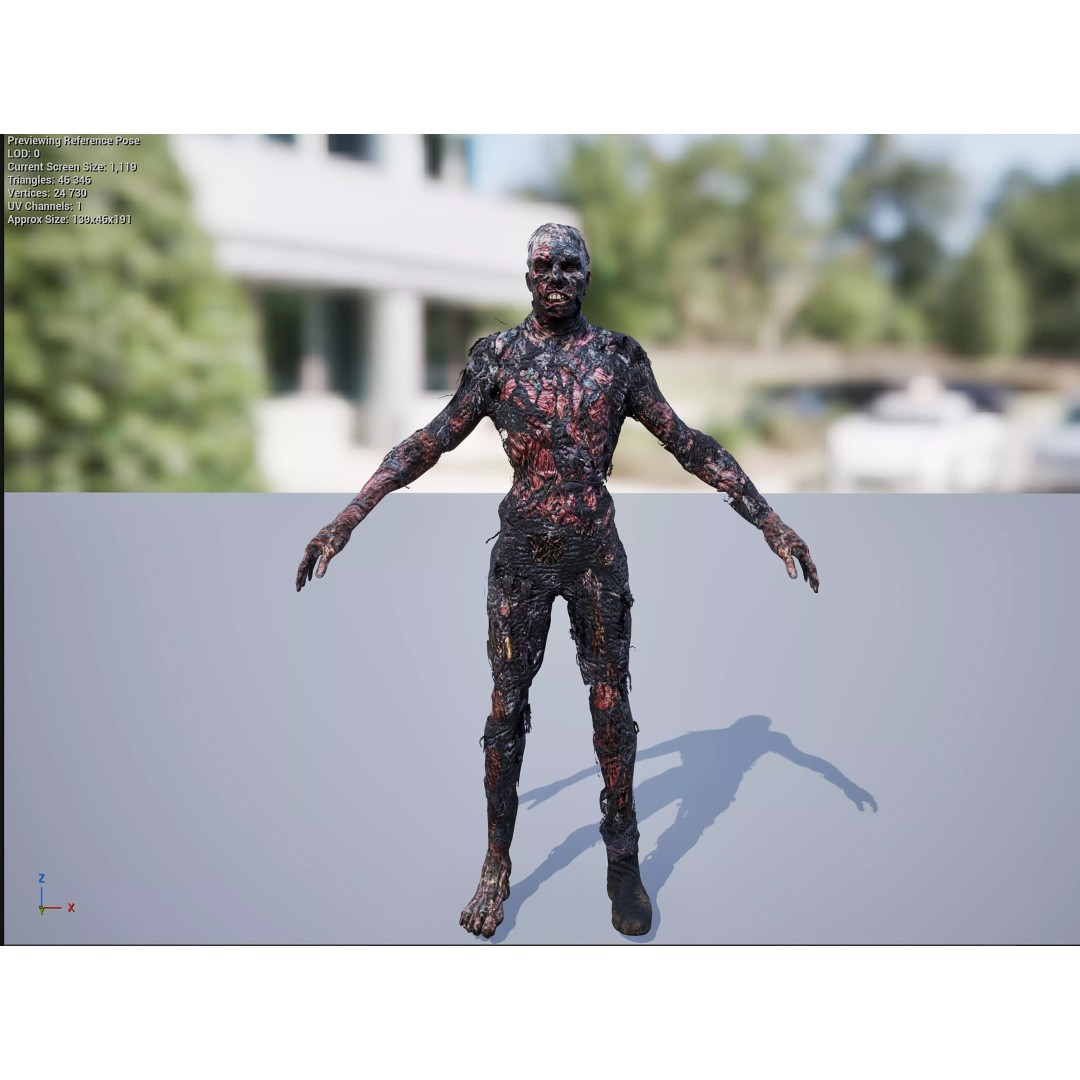 Burned Undead 3D Model – Low Poly Rigged Character, FBX, PBR - View 15