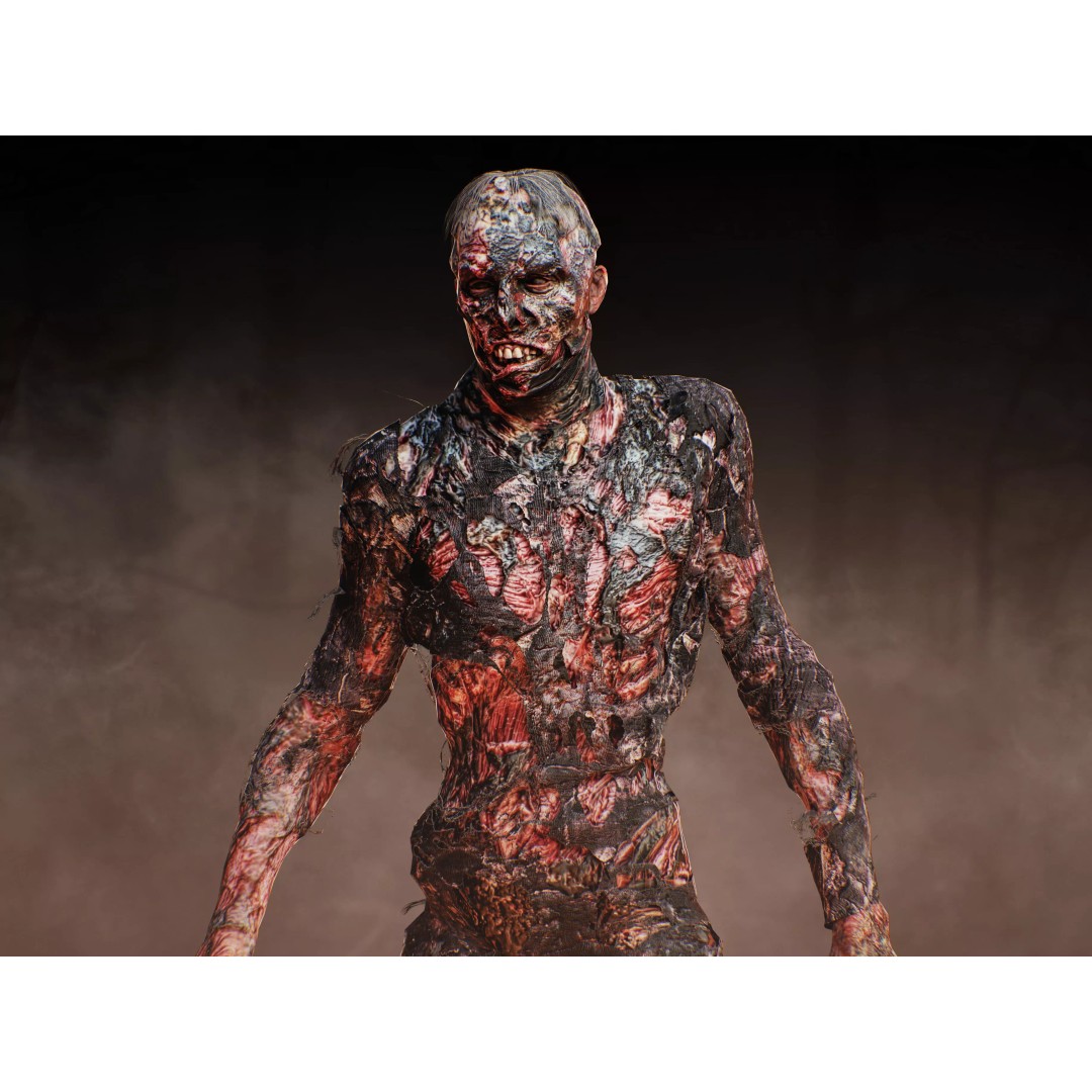 Burned Undead 3D Model – Low Poly Rigged Character, FBX, PBR - View 4