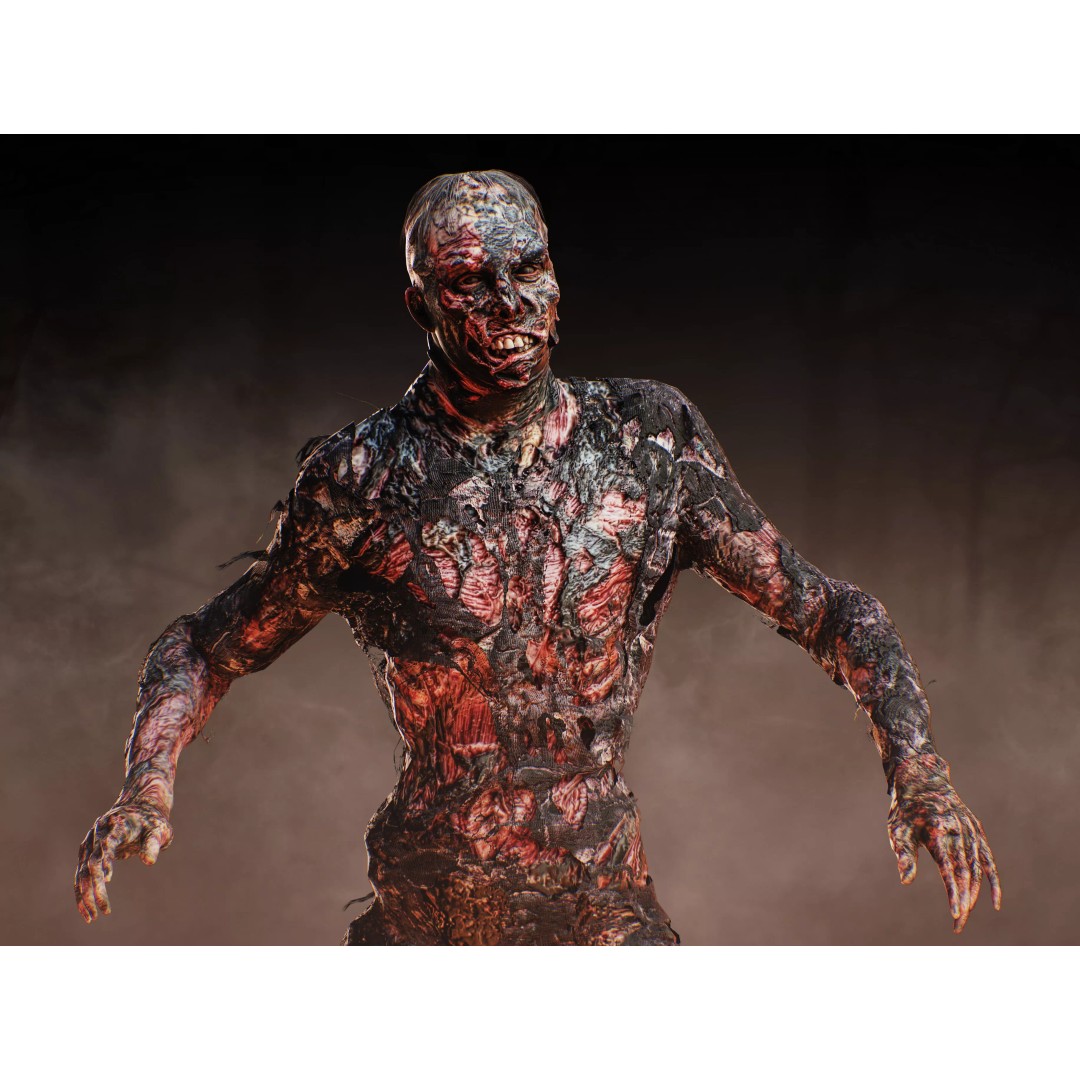 Burned Undead 3D Model – Low Poly Rigged Character, FBX, PBR - View 6