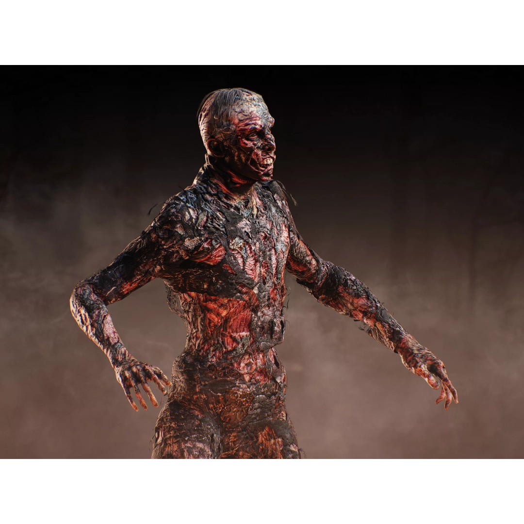 Burned Undead 3D Model – Low Poly Rigged Character, FBX, PBR - View 8