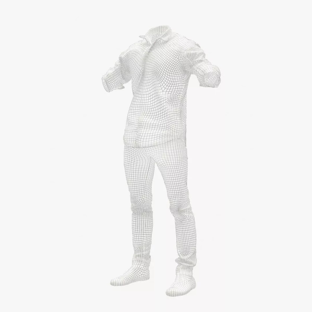 Male Casual Outfit 3D Model – Low Poly Fashion Apparel, FBX, OBJ