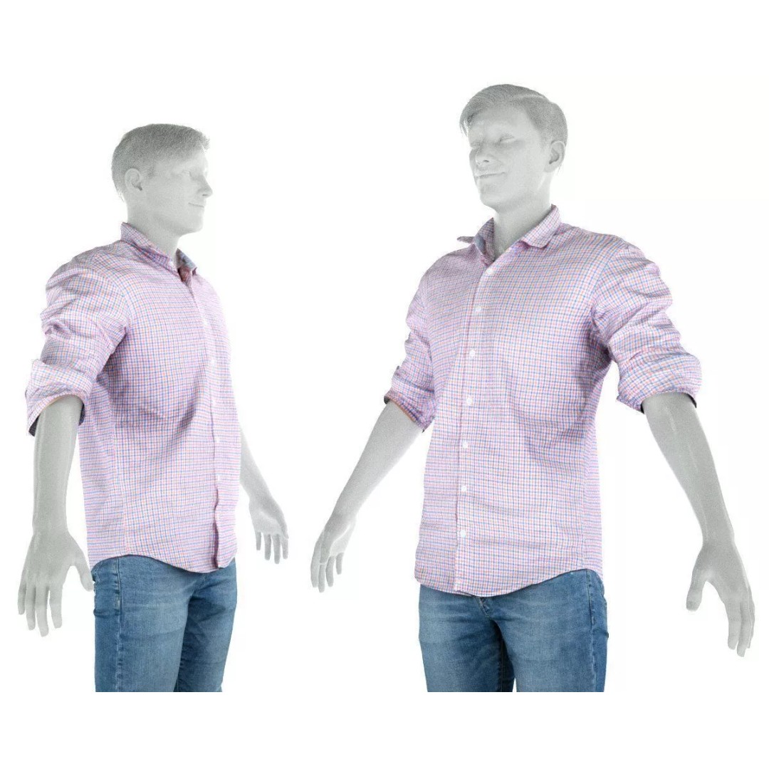 Male Casual Outfit 3D Model – Low Poly Fashion Apparel, FBX, OBJ - View 3