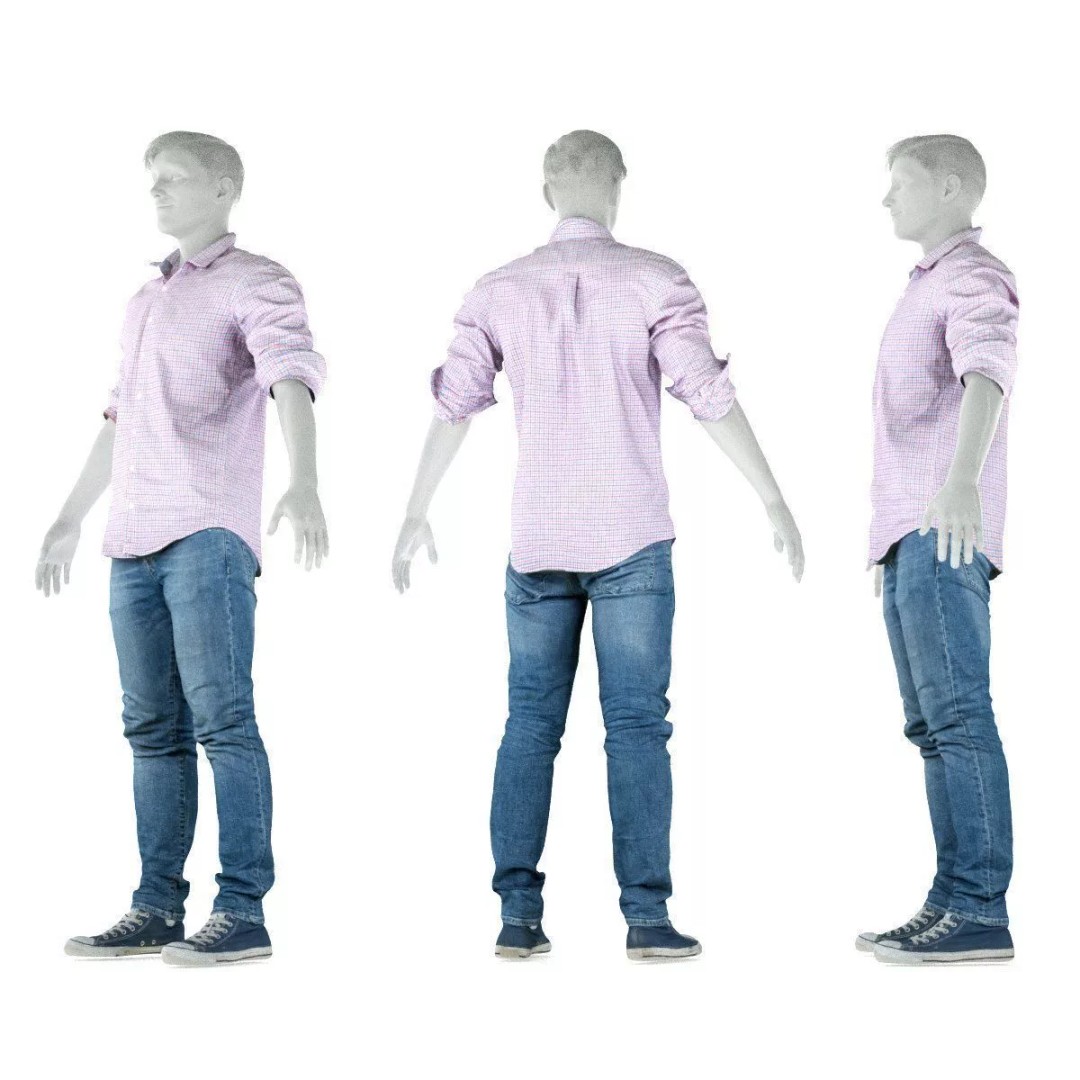 Male Casual Outfit 3D Model – Low Poly Fashion Apparel, FBX, OBJ - View 4