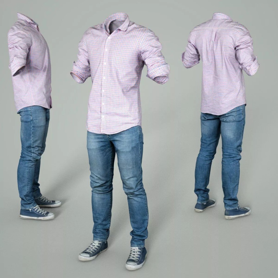 Male Casual Outfit 3D Model – Low Poly Fashion Apparel, FBX, OBJ - View 5