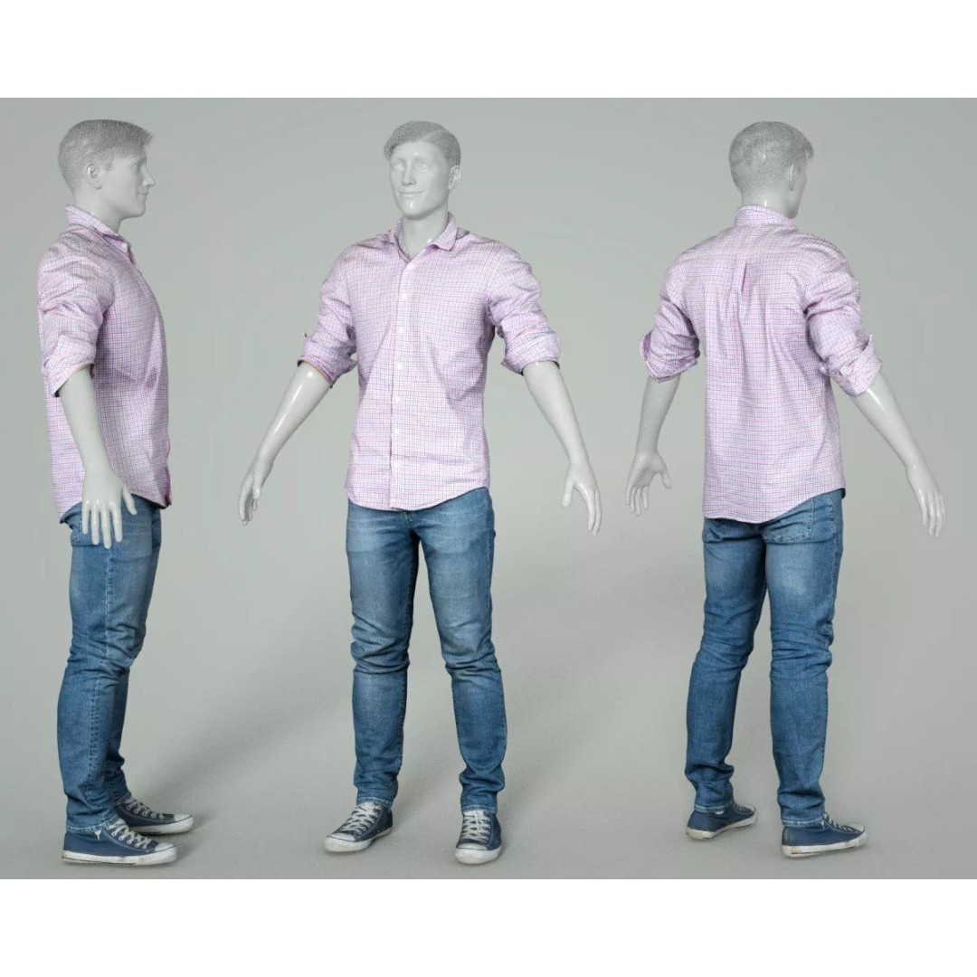 Male Casual Outfit 3D Model – Low Poly Fashion Apparel, FBX, OBJ - View 6