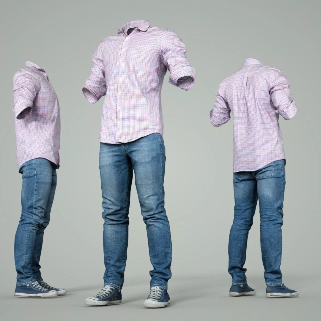 Male Casual Outfit 3D Model – Low Poly Fashion Apparel, FBX, OBJ - View 7