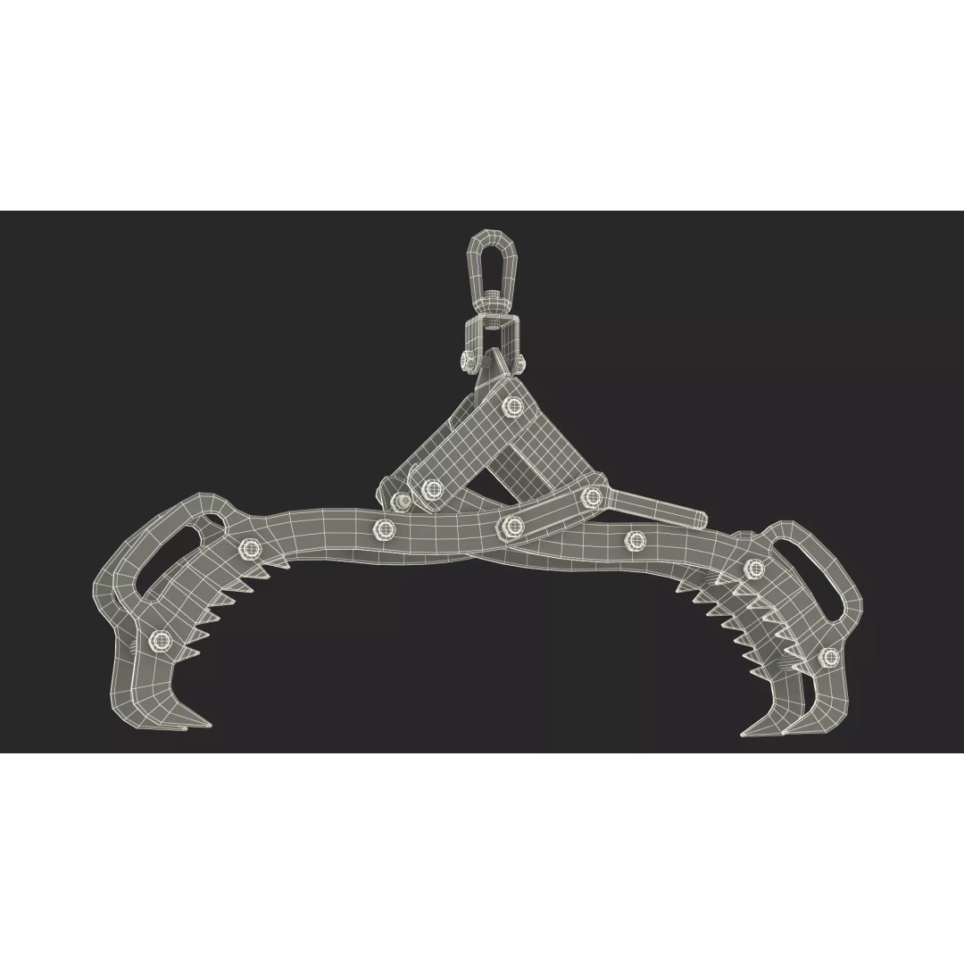 Timber Lifting Tongs 3D Model – Rigged Industrial Tool for Animation