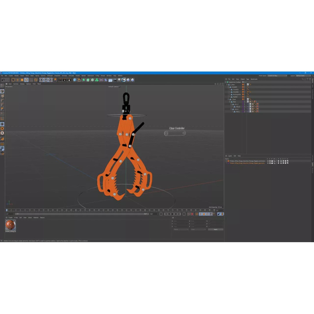 Timber Lifting Tongs 3D Model – Rigged Industrial Tool for Animation - View 15