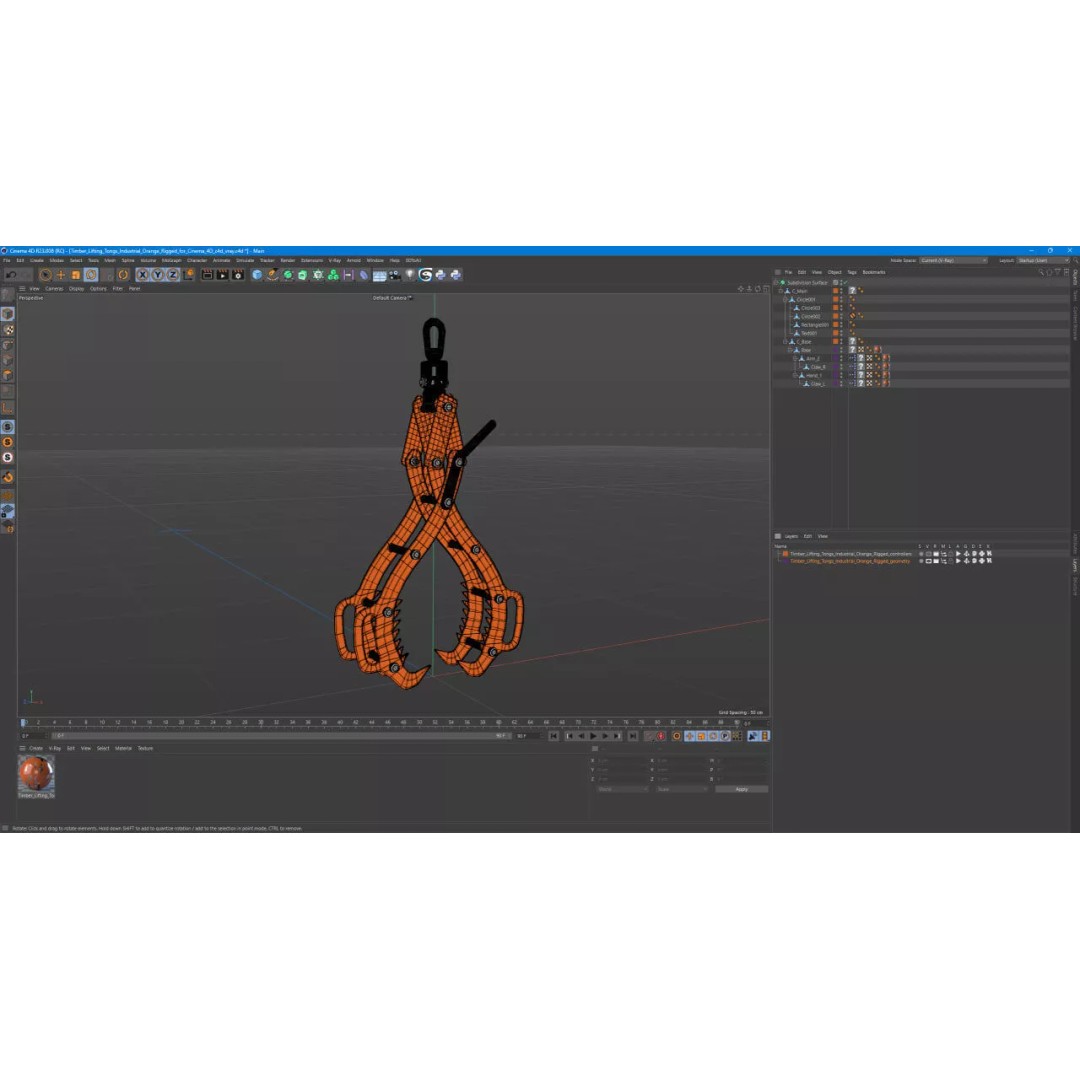 Timber Lifting Tongs 3D Model – Rigged Industrial Tool for Animation - View 16