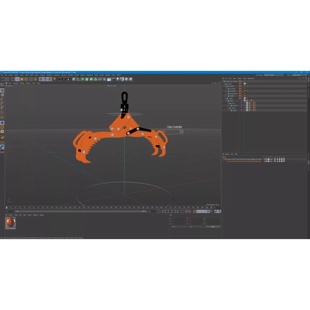 Timber Lifting Tongs 3D Model – Rigged Industrial Tool for Animation - View 17