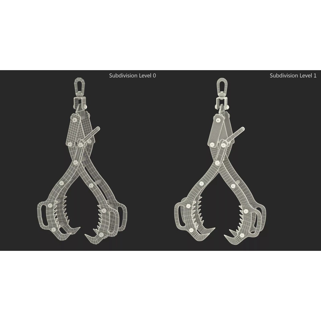 Timber Lifting Tongs 3D Model – Rigged Industrial Tool for Animation - View 18