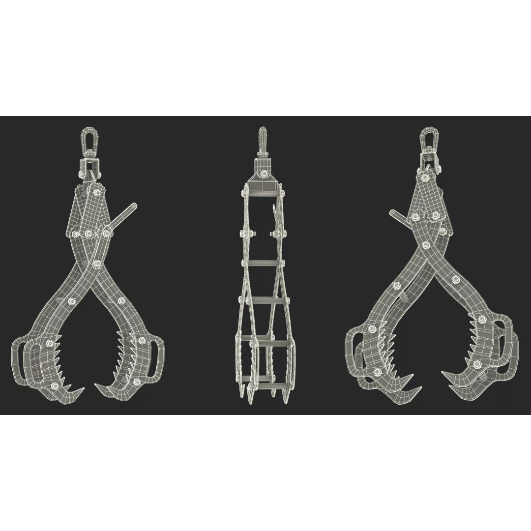 Timber Lifting Tongs 3D Model – Rigged Industrial Tool for Animation - View 21
