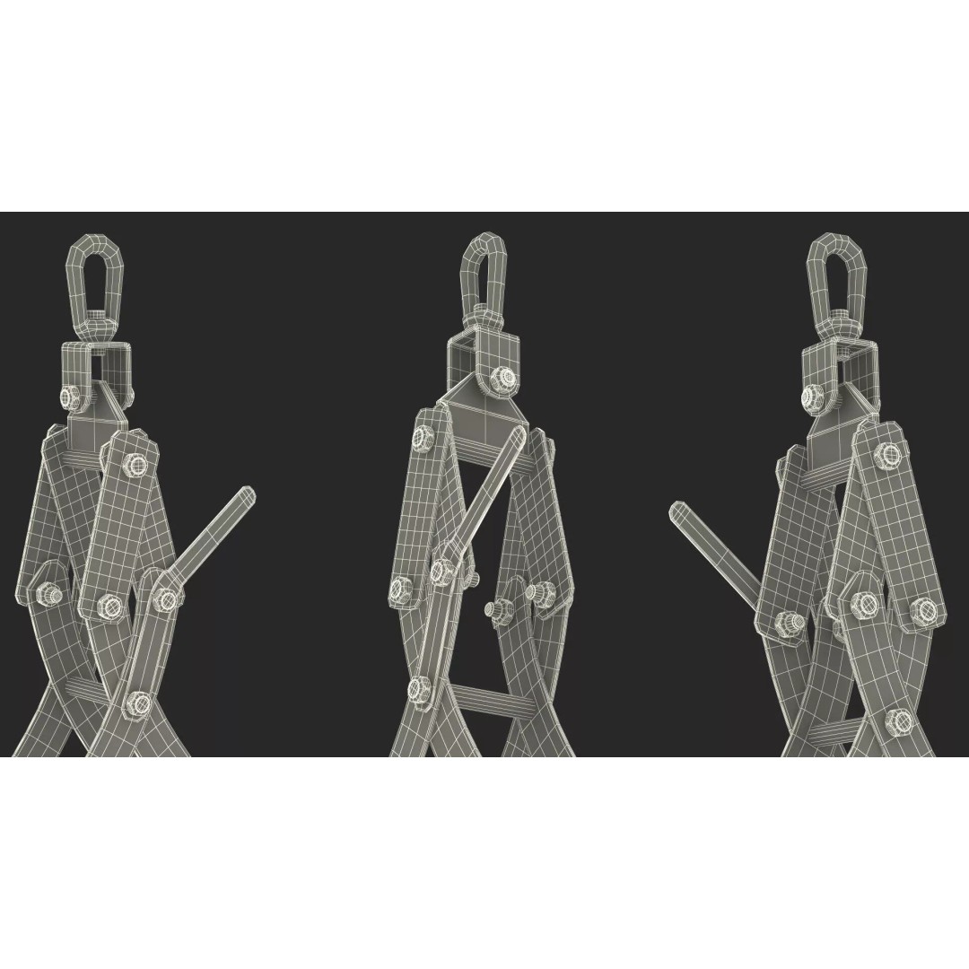 Timber Lifting Tongs 3D Model – Rigged Industrial Tool for Animation - View 22