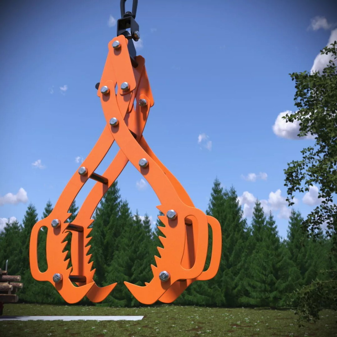 Timber Lifting Tongs 3D Model – Rigged Industrial Tool for Animation - View 3