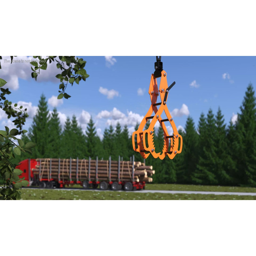 Timber Lifting Tongs 3D Model – Rigged Industrial Tool for Animation - View 5