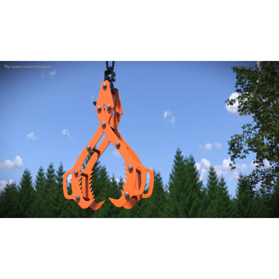 Timber Lifting Tongs 3D Model – Rigged Industrial Tool for Animation - View 6